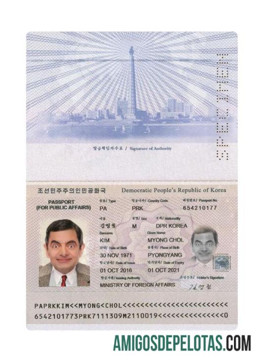 Passaporte Coreano 2016 Presente amostra
